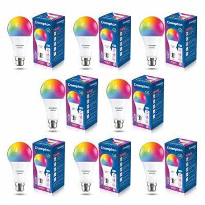 Crompton Immensa 9-Watt B22 WiFi Smart LED Bulb with Music Sync, 16 Million Colors, Compatible with Amazon Alexa and Google Assistant_Pack of 8