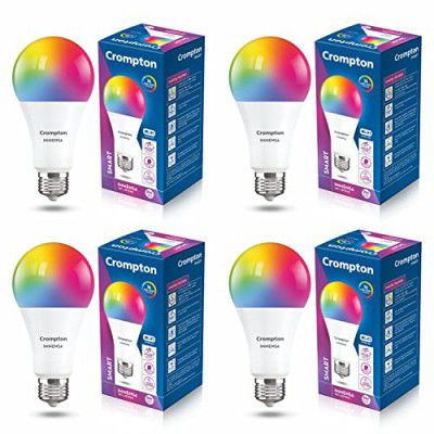 Crompton Immensa 9-Watt E27 WiFi Smart LED Bulb with Music Sync, 16 Million Colors, Compatible with Amazon Alexa and Google Assistant_Pack of 4