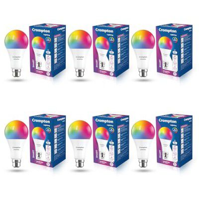 Crompton Immensa 9W Bluetooth Enabled Smart Bulb B22 | 16 million Colours | White Tunable (Warm, Neutral & Cool White) & Dimmable Pack of 6
