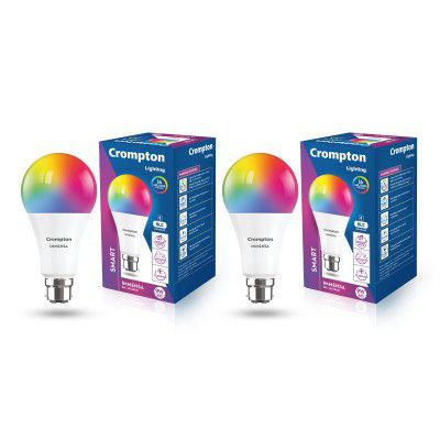 Crompton Immensa 9W Bluetooth Enabled Smart Bulb B22 | 16 million Colours | White Tunable (Warm, Neutral & Cool White) & Dimmable | App-Control |Music Sync|Perfect light for all occasions|Pack of 2