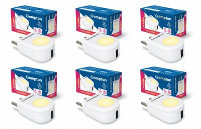 Crompton Night Buddy 0.5W with USB Charge Natural White Pack of 6