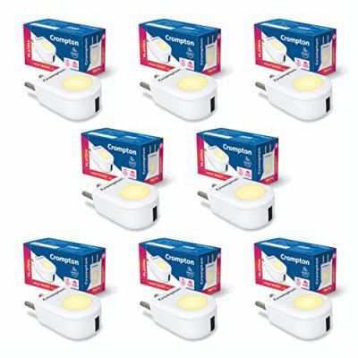 Crompton Night Buddy 0.5W with USB Charge Natural White Pack of 8