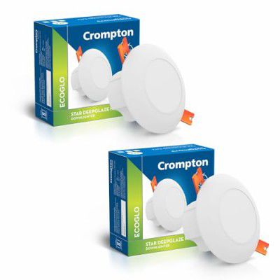 Crompton Plastic Domestic Recess Led Deep Cut Down Lighter Star Deep Glaze 3W (Cool Day Light,Pack Of 2)