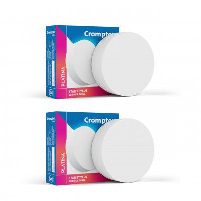 Crompton Platina Star Stylus Surface Panel 6W LED Round (Pack of 2, Natural White)