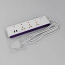 Crompton Powerbox Alpha SU 5 Socket Extension Boards (White, Purple, 2 m, With USB Port)...