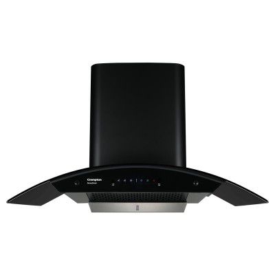 Crompton SensoSmart 90 cm Curved Glass Kitchen Chimney with 1360 m³/hr Suction, Smart On & Intelli Auto-Clean | Silent Kitchen Chimney with Filterless Technology (Black)