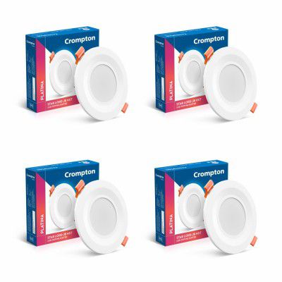 Crompton Star Lord JBNXT Junction Box Downlighter | 5W | Round | Warm White | Pack of 4 | Junction Box | Cutout: 3 inch, 75 mm | For use in halls, bedroom, kitchens, office, stores