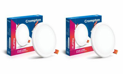Crompton Star Lord | Recessed Ceiling Lights | 5W | Round | Warm White | for False Ceiling Installation | Cutout: 3" | for Home, Living Room, Office & Shops | Pack of 2