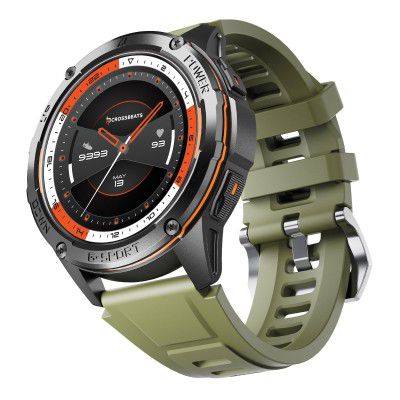 CrossBeats Armour Pro AI Premium Smart Watch for man | Latest 1.43” AMOLED Always on Display | BP HR SPO2 (Green)