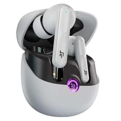CrossBeats Sonic 3 TWS Ear buds 30dB Hybrid ANC Bluetooth Earphones 40ms Low Latency Gaming buds (White)