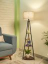 Crosscut Furniture Metal Floor Lamp with 3 Shelves (Brown Jute) LED...