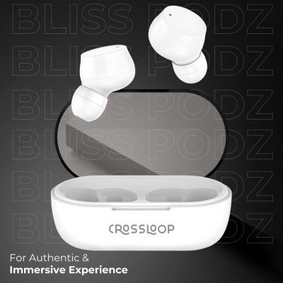 Crossloop Bliss Podz True Wireless Earbuds with Mic (White)