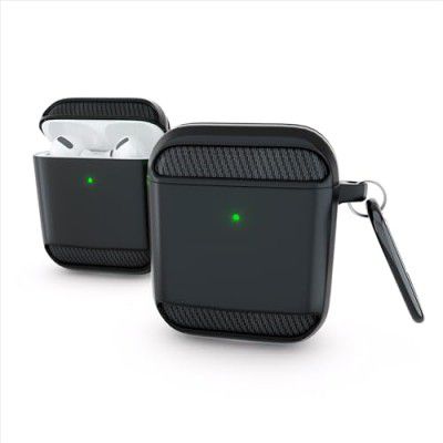 CROSSVOLT Tough Rugged Case Compatible for Airpods 1 and Airpods 2, Protective Silicone Case Cover- Black