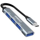 CROSSVOLT USB C Hub (4-in-1), Type C Multiport Adapter, up to 5 Gbps Data Transfer High Speed, with 1 x USB 3.0 & 3 x USB 2.0 Ports, for PC, Laptop, MacBook...