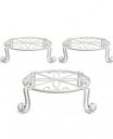CROWN HANDICRAFTS Metal Plant Stand, Gamla Stand, Flower Pot Holder (PACK OF 3 (WHITE))...
