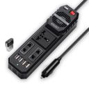 CRUST N80 Car Laptop Charger Power Inverter 200W; 12V DC to 220V AC, 3 AC Outlets, 4 USB Ports + 15W Type C Adapter, Rapid Cooling Fan, External Fuse, 6 Layers of Protection...