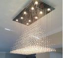 CRYSTA WORLD Rectangular K9 Crystal Chandelier Light Fixture with 8, Modern Flush Mount Ceiling Light - L22.5" x W10.5" x H19" White, 240 watts(AC/DC)...