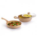 Crystal 225mm Kadai + 225mm Fry Pan with Glass Lid | 2Pcs Set| Sandal Wood...