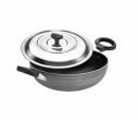 Crystal Aluminium Classic Kadhai with Lid, 250 Mm, Standard, Multicolor...