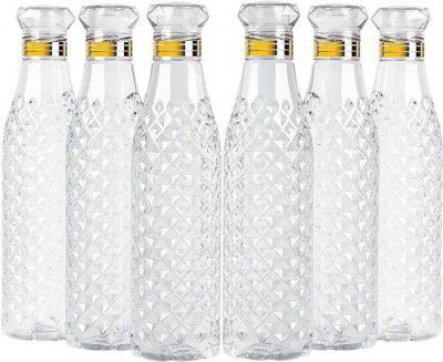Crystal Clear Water Bottle for Fridge, for Home Office Gym School Boy, Unbreakable 1000 ml Bottle  (Pack of 6, Clear, Plastic)