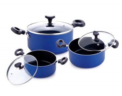 Crystal Cook and Serve Casserole Set 6 Pcs 16cm, 18cm and 20cm