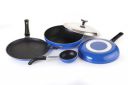 Crystal Eco Series Non-Stick Cookware Set, 5 Pcs, Royal Blue | 2.5 mm Thickness | PFOA Free Non-Stick Coating | Tawa 250 mm | Fry Pan 240 mm | Kadai with Steel lid 240 mm...
