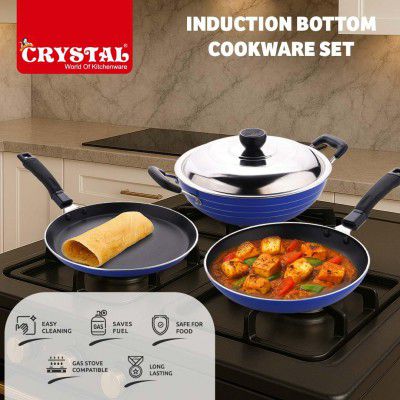 Crystal Induction Base Nonstick Cookware Set - 4-Pcs