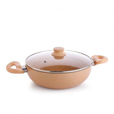 Crystal Marbo Plus Induction Base Aluminium Kadai with Glass Lid