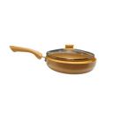 Crystal Marbo Plus Induction Base Aluminium Round Fry Pan with Glass Lid, 250mm | Sandalwood...
