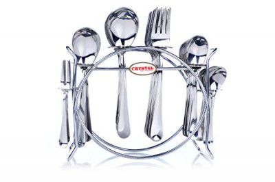 Crystal Modish Cutlery Set with Stand, 37-Pieces, Silver