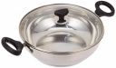 Crystal Stainless Steel Kadai with Glass Lid| 250 mm | 3.4 Litre | Induction Base | Sandwich Bottom | Silver...