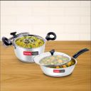 Crystal Tribottom 160Mm Casserole with Glass Lid + 225Mm Fry Pan with Glass Lid...