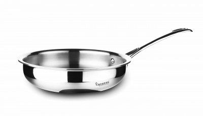 Crystal TriPro -Triply Stainless Steel Fry Pan - 20 cm (Induction Bottom), Silver (CTP-FRP-001)