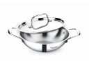 Crystal TriPro -Triply Stainless Steel Kadai with Lid - 22 cm (Induction Bottom), Silver (CTP-KD-003)...