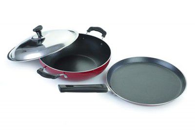 Crystal Vivid Series Induction Bottom Non-Stick Cookware Set, 2 Pcs, Maroon