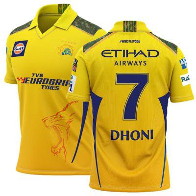 CSK Jersey MS Dhoni 7 - Chennai Cricket Team Half Sleeve Jersey 2023/2024_Boys & Men
