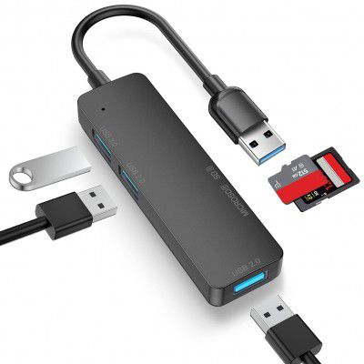 CSYDCY USB Hub 5 Ports USB 3.0 Hub Adapter, Sleak and Functional for Working on Desk, Compatible with MacBook Air Pro, Other Laptop to Connect Several Devices [Charging Not Supported] (USB Connector)