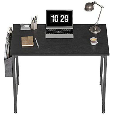 CubiCubi Computer Desk 32" Study Writing Table for Home Office, Modern Simple Style PC Desk, Black Metal Frame, Black