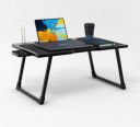 Cubiker Engineered Wood Multipurpose Foldable Laptop Table with Cup Holder (Black - 60[L] X 40[W] X 24[H] Cm)...