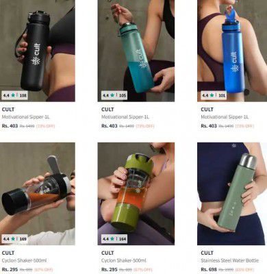 Upto 73% OFF -  Cult Water Bottles | Starts At Rs 196