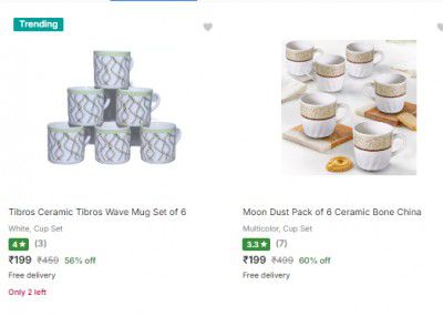 Cups & Saucers Starts At @199