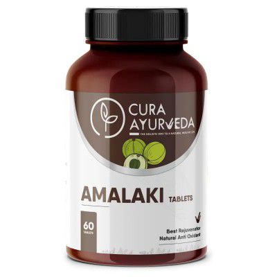 Cura Ayurveda Amla 100% Natural Anti-Oxidant Tablets | Hair and Skin Health, Digestive Support | Stress Relief, Detoxification | Immunity Booster - 60 Tablets Pack