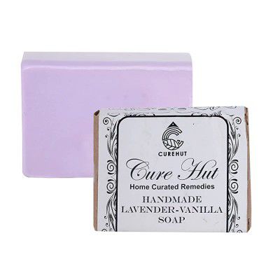 Curehut Natural Goat Milk Base with Lavender Handmade Soap - 100Gm, SLS and Paraben Free