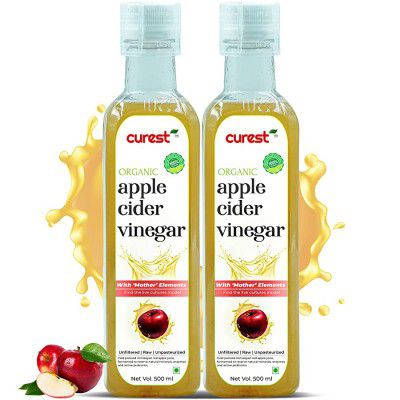 CUREST Organic Raw Apple Cider Vinegar - with - MOTHER vinegar - UNFILTERED - (500 mL(PACK OF 2))