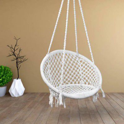 Curio Centre Cotton Round Swing for Adults/Hammock Chair/Swing for Home/Balcony Cotton Large Swing  (White, DIY(Do-It-Yourself))