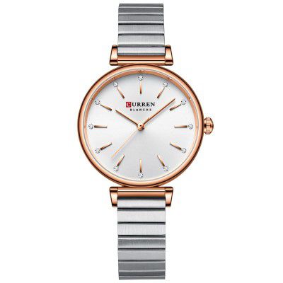 CURREN Luxury Casual Stainless Steel Watches Japan Movement Waterproof Business Quartz Wristwatches,Silver Blue Color