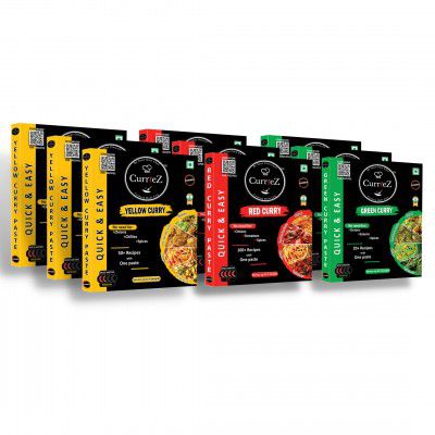 CurrieZ-Value Combo (RED|YELLOW|GREEN 100g Pack of 9)| Curry Paste |100% vegetarian base|Cook restaurant style veg and non-veg curries at Home|Total Bundle serves upto 36 people|Each pack serves upto
