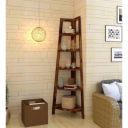 Custom Decor Jai Salasar Handicraft Custom Decor Edison Solidwood House Corner | Set of 5 Tier Shelf - Honey Teak Brown...
