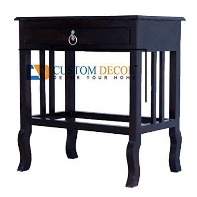 Custom Decor Japanese Style Bedside Table for Bedroom | Solid Wood Side Table for Bedroom | Living Room Table | Side Table for Living Room Furniture Made with Solid Indian Sheesham Wood - Walnut Finis