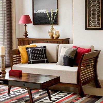 Custom Decor Sheesham Sofa Set for Living Room Wood Furniture | Office | Wooden Sofa Set 3+2+1 | Walnut Brown (3+2+1)